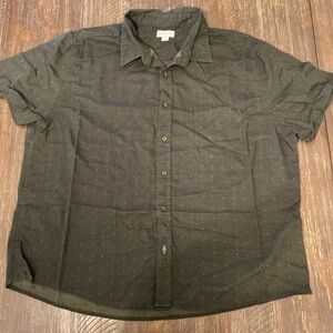 Haggar Men's Button Up Short Sleeve Collard Dark Green Shirt XXL